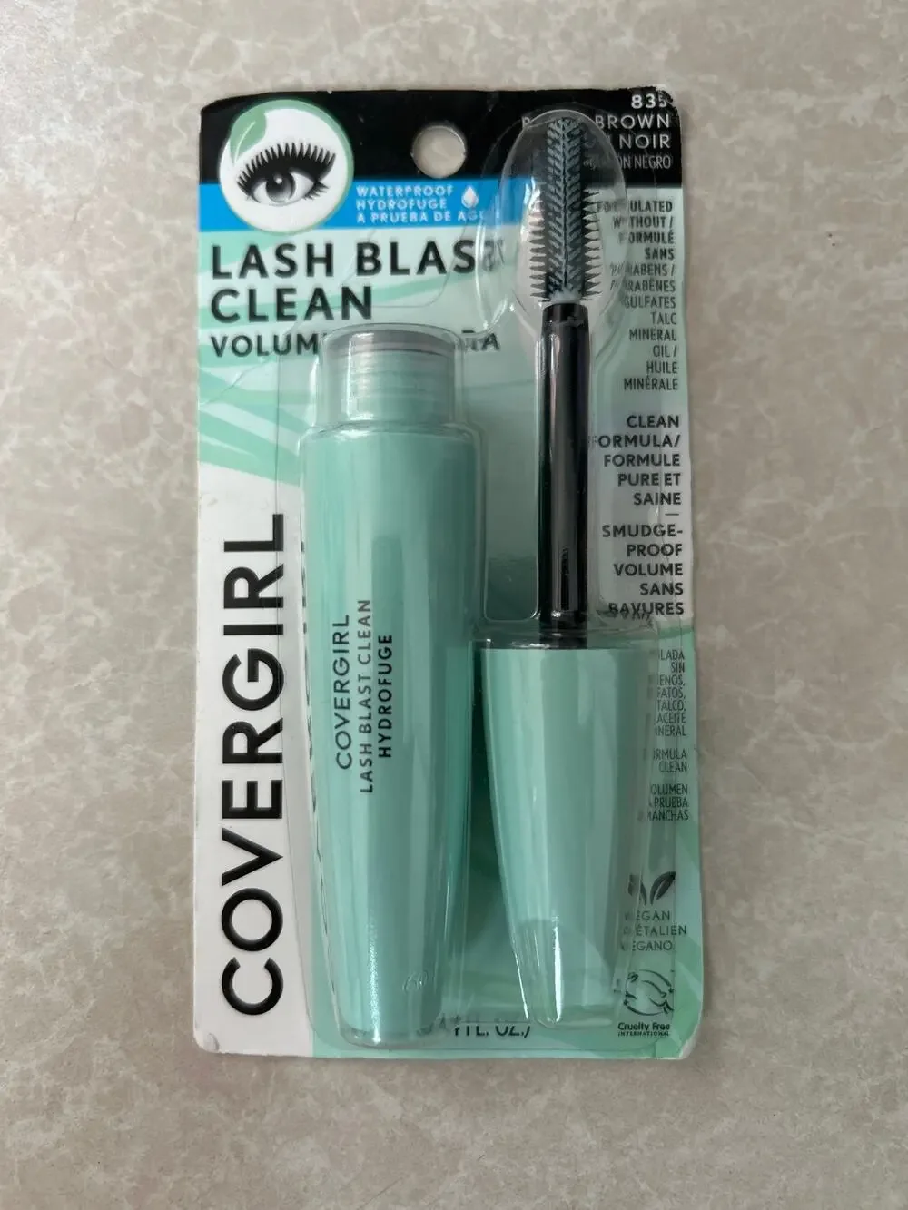 New Covergirl Lash Blast Clean Waterproof 💦 Mascara #835 Black Brown 0.44oz